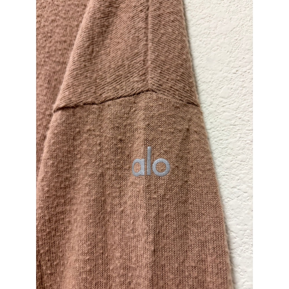 Alo Yoga Muse Crew Neck Pullover Sweatshirt Cedar Brown Ribbed Knit Small - Picture 2 of 8